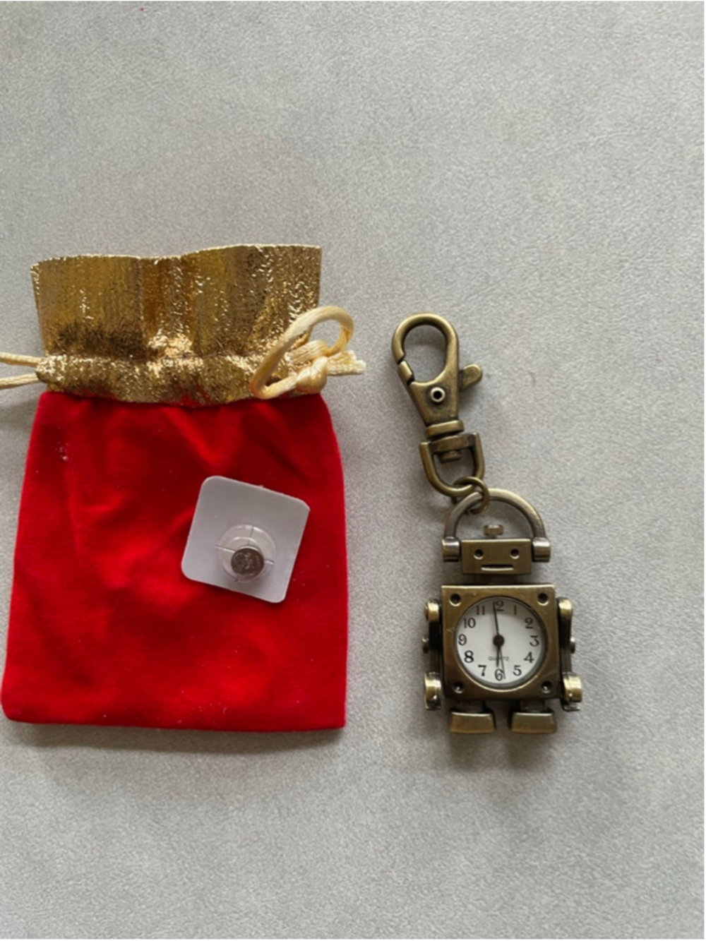 Vintage Women's Bronze Robot Keychain Watch